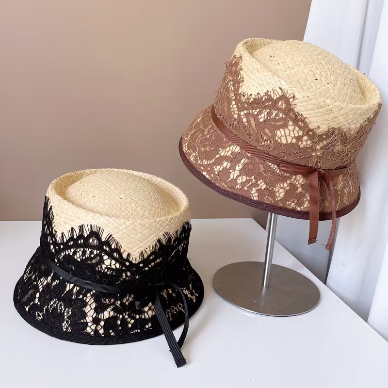 Bucket Hat Straw - Fashion Japanese New Lace Decorative Fisherman