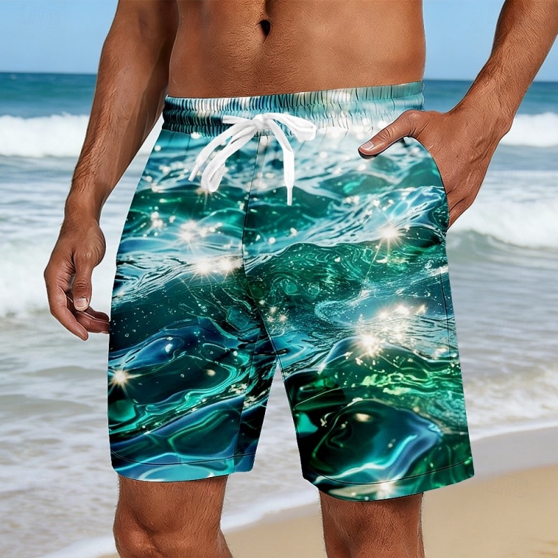 Trunks Board Surf - Vibrant Ocean Wave Graphic Swim Trunks
