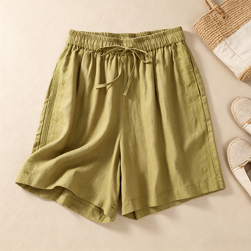 Short Linen Drawstring - Slimming Effect Casual Pants High Waist