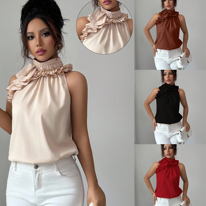 Shirt Camp Collar - Summer New Women Blouses Fashion Petal