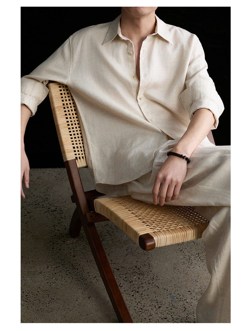 High-end Natural Linen Men's S - Linen Shirt Breathable incelemesi ve fiyatı