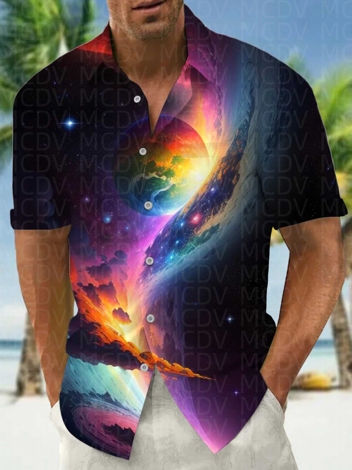 Sun Pattern Style Men's Hawaii - Shirt Camp Collar incelemesi ve fiyatı