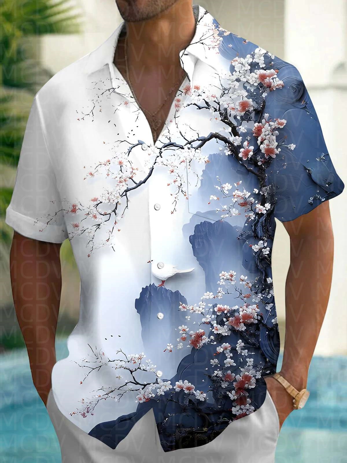Sun Pattern Style Men's Hawaii - Shirt Camp Collar incelemesi ve fiyatı