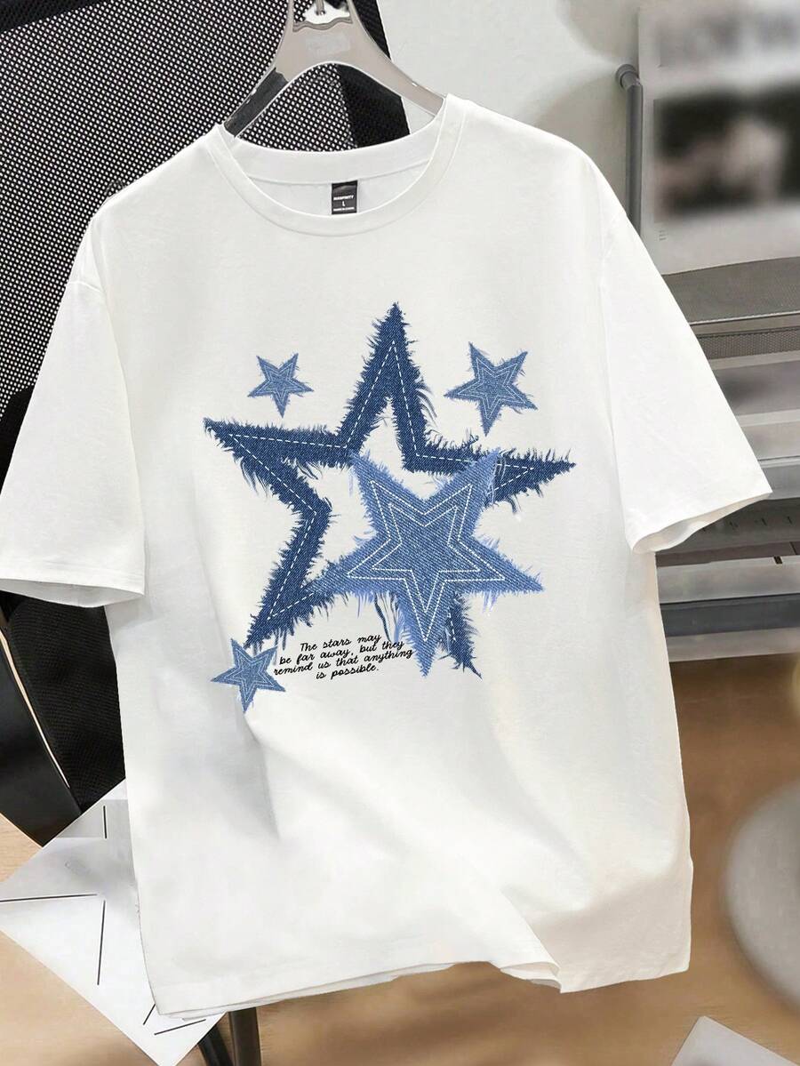 Men's White Loose Fit Graphic  - Tee Graphic Print incelemesi ve fiyatı