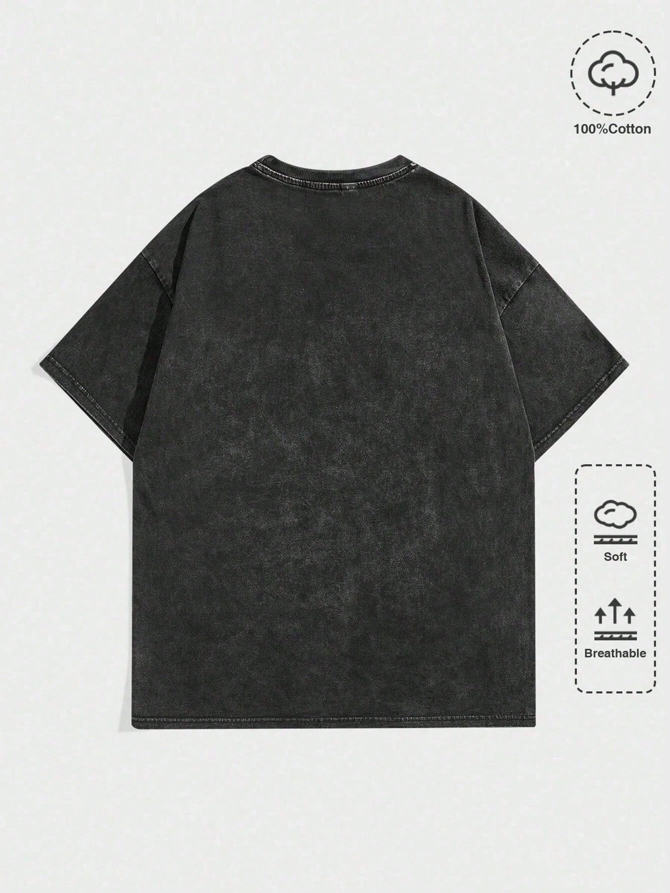 Black Washed Graphic Tee with  - Tee Graphic Print incelemesi ve fiyatı