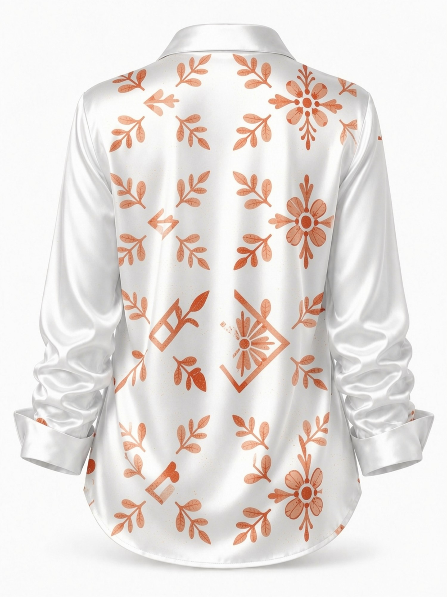 Cream Orange Floral Satin Blou - Resort Shirt Floral incelemesi ve fiyatı
