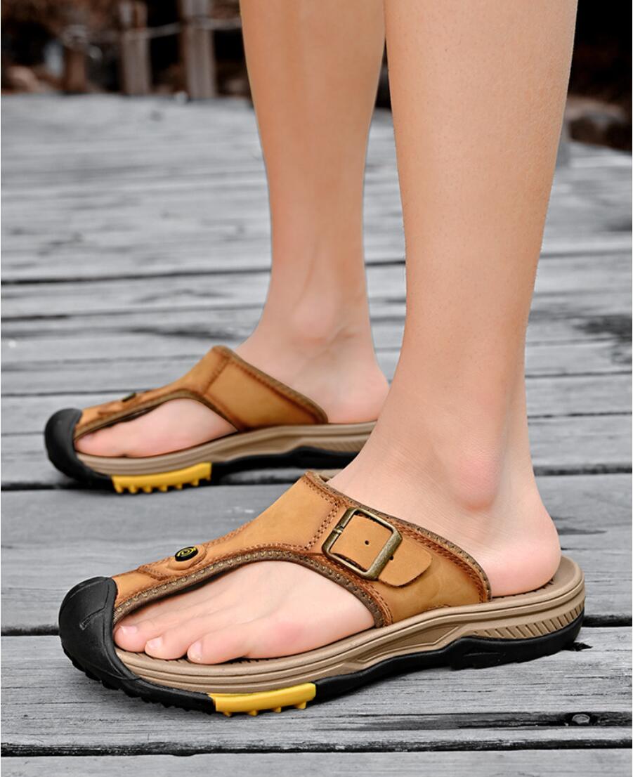 Genuine Leather Sandals Men Br - Flip Flop Leather Men incelemesi ve fiyatı