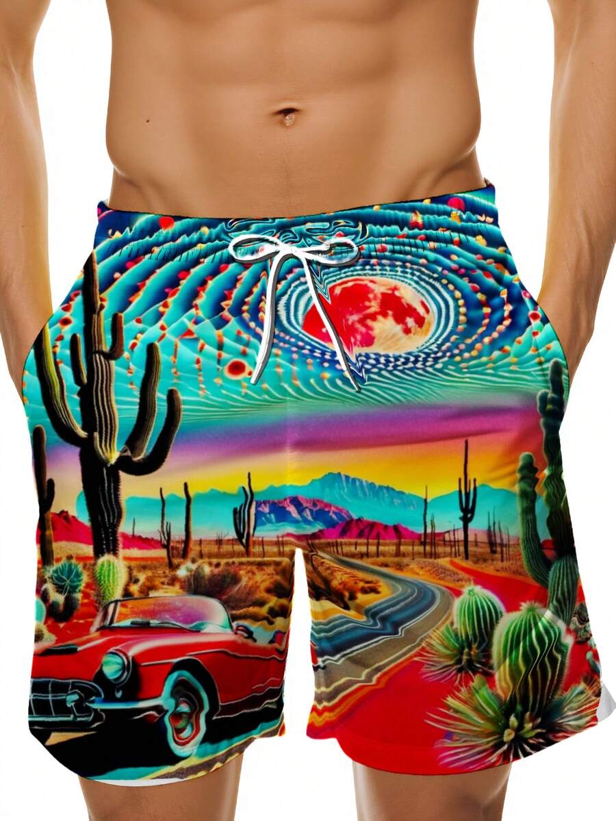 Mens Desert Scene Swim Trunks  - Swim Trunk Quick Dry incelemesi ve fiyatı