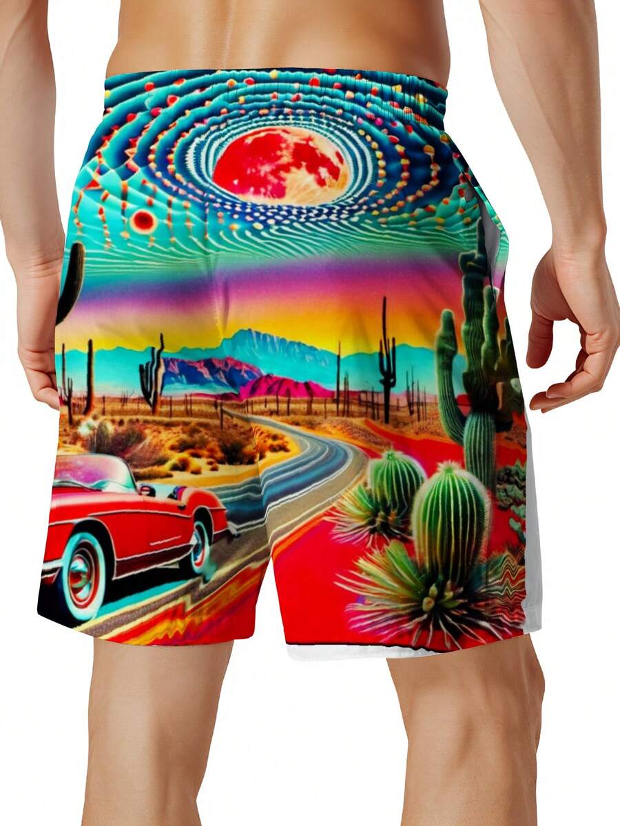Mens Desert Scene Swim Trunks  - Swim Trunk Quick Dry incelemesi ve fiyatı