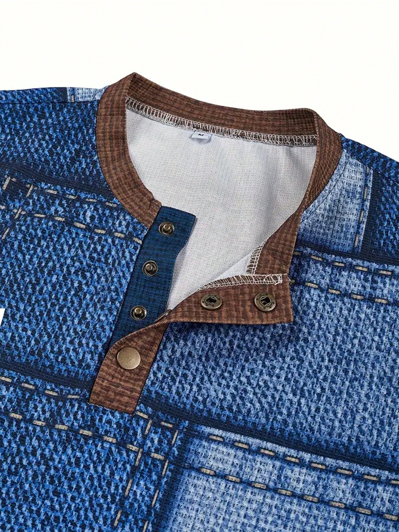 Men's Denim-Print Long Sleeve  - Tee Graphic Print incelemesi ve fiyatı