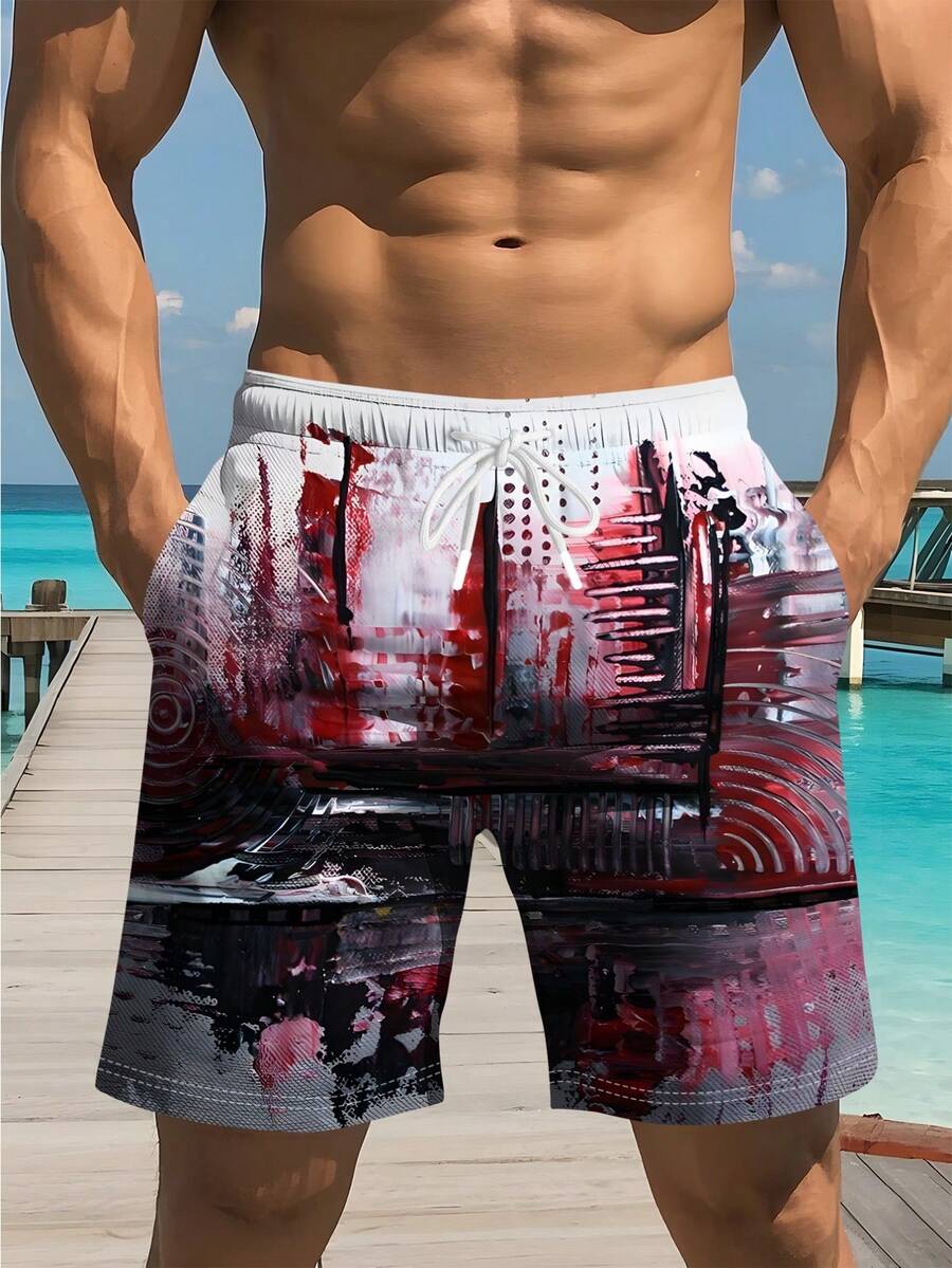 Mens Abstract Print Beach Shor - Swim Trunk Quick Dry incelemesi ve fiyatı