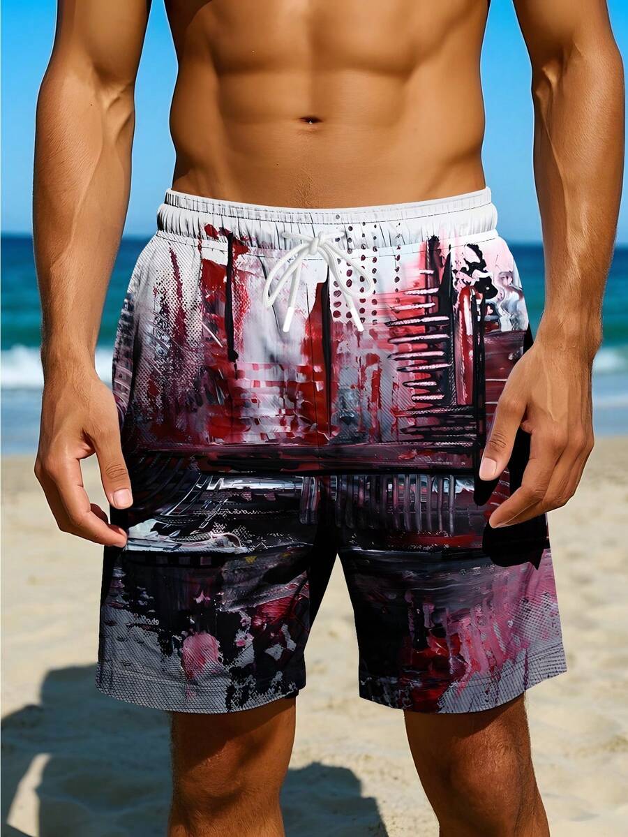 Mens Abstract Print Beach Shor - Swim Trunk Quick Dry incelemesi ve fiyatı