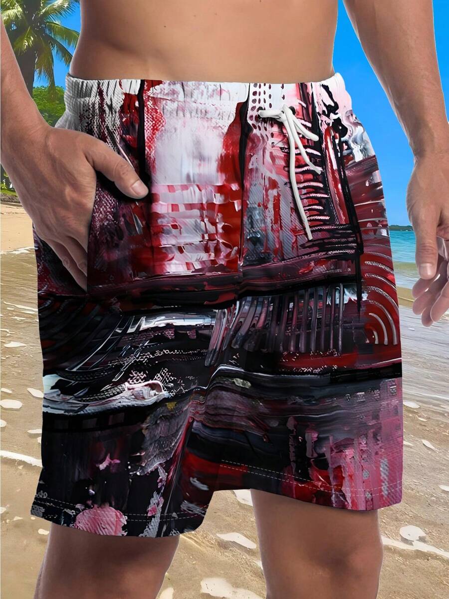 Mens Abstract Print Beach Shor - Swim Trunk Quick Dry incelemesi ve fiyatı