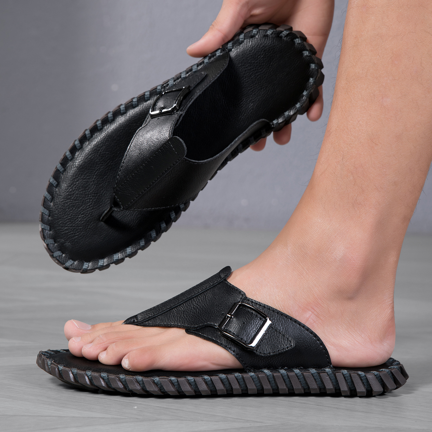 2026 Summer New Men's Plus Siz - Flip Flop Leather Men incelemesi ve fiyatı