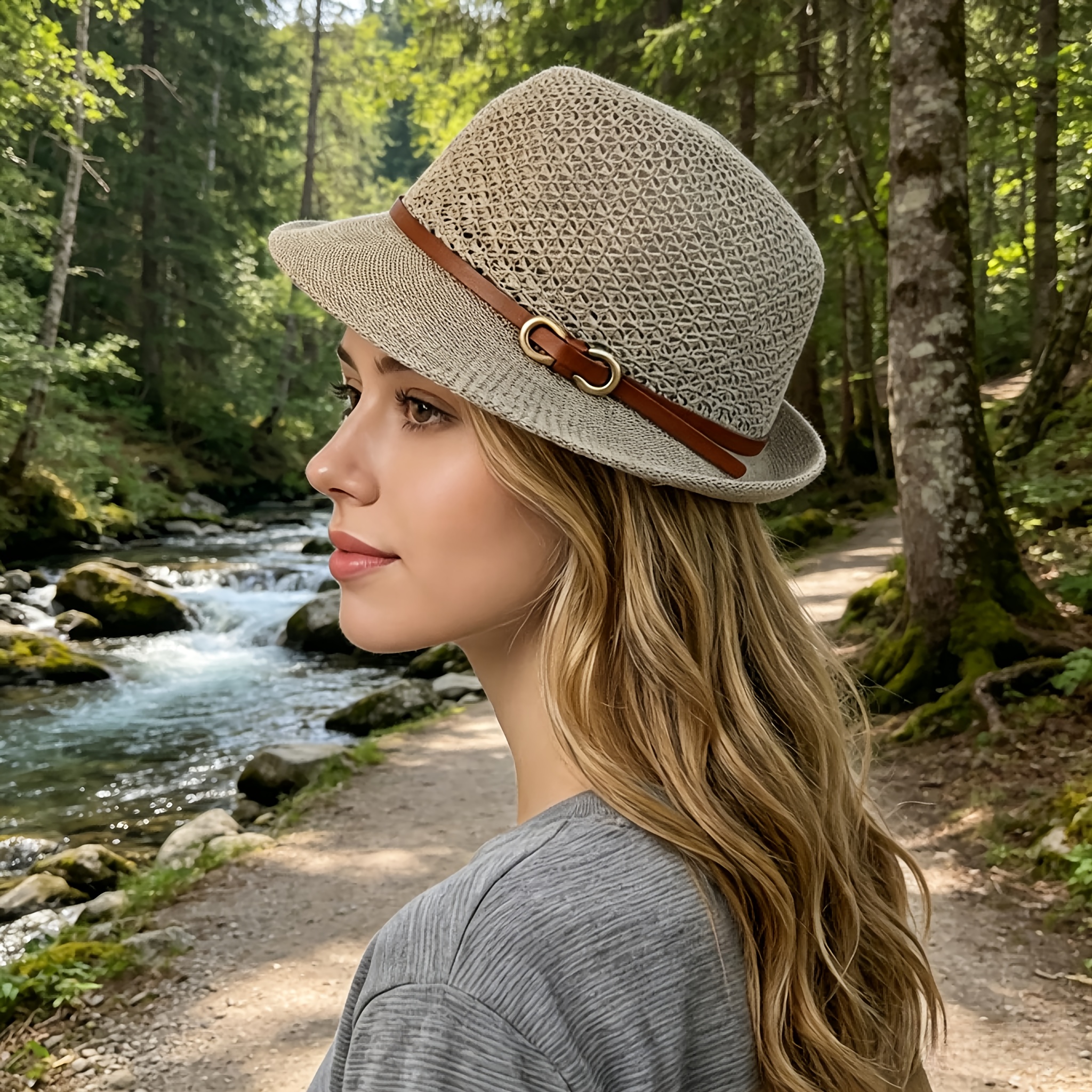 Elegant women's beach straw ha - Bucket Hat Straw incelemesi ve fiyatı