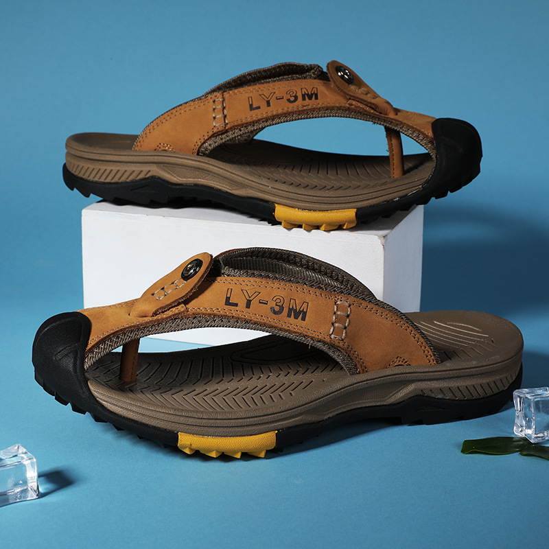 New Men's Genuine Leather Flip - Flip Flop Leather Men incelemesi ve fiyatı