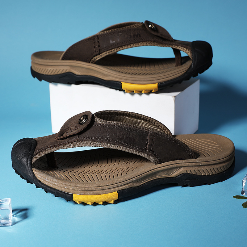 New Men's Genuine Leather Flip - Flip Flop Leather Men incelemesi ve fiyatı