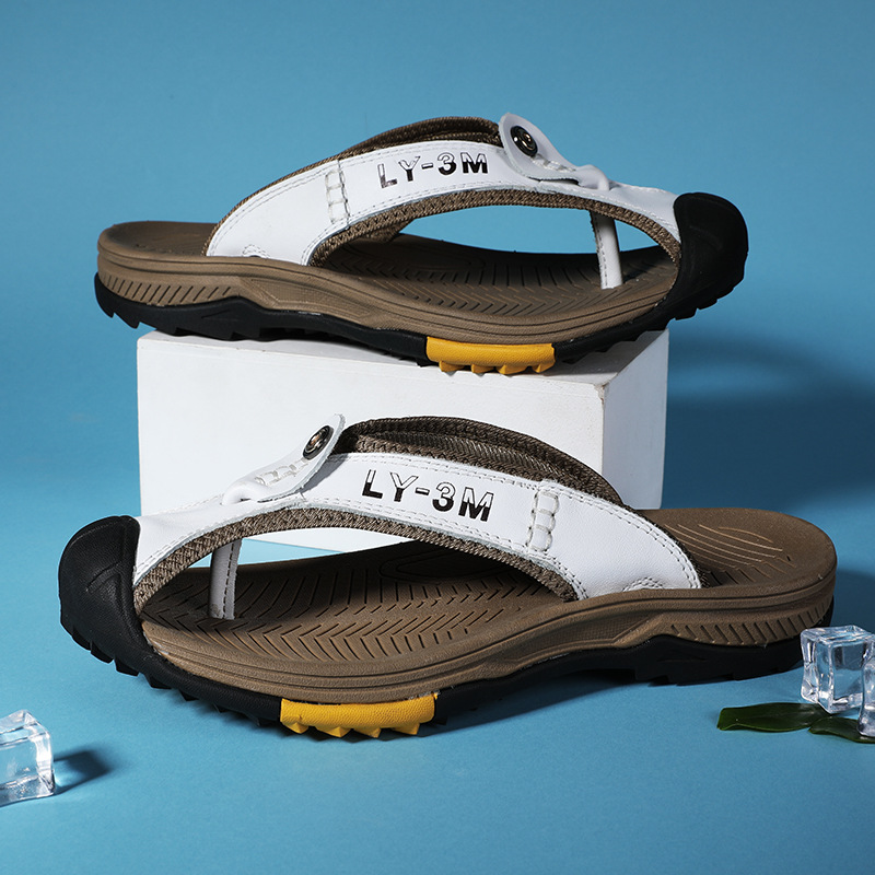 New Men's Genuine Leather Flip - Flip Flop Leather Men incelemesi ve fiyatı