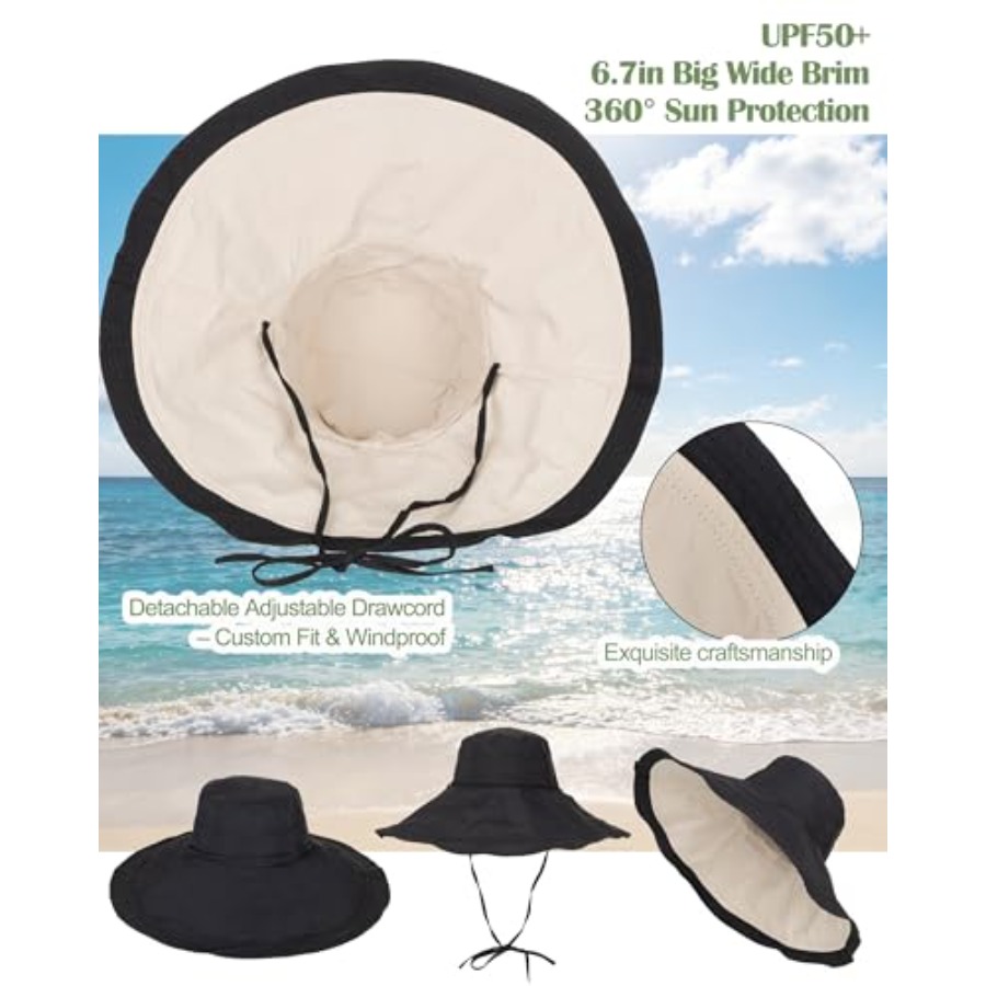 Extra Wide-Brim Sun Hats Women - Packable Hat Nylon incelemesi ve fiyatı