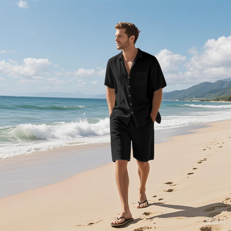 High-End Men's Summer Shorts S - Linen Shirt Breathable incelemesi ve fiyatı