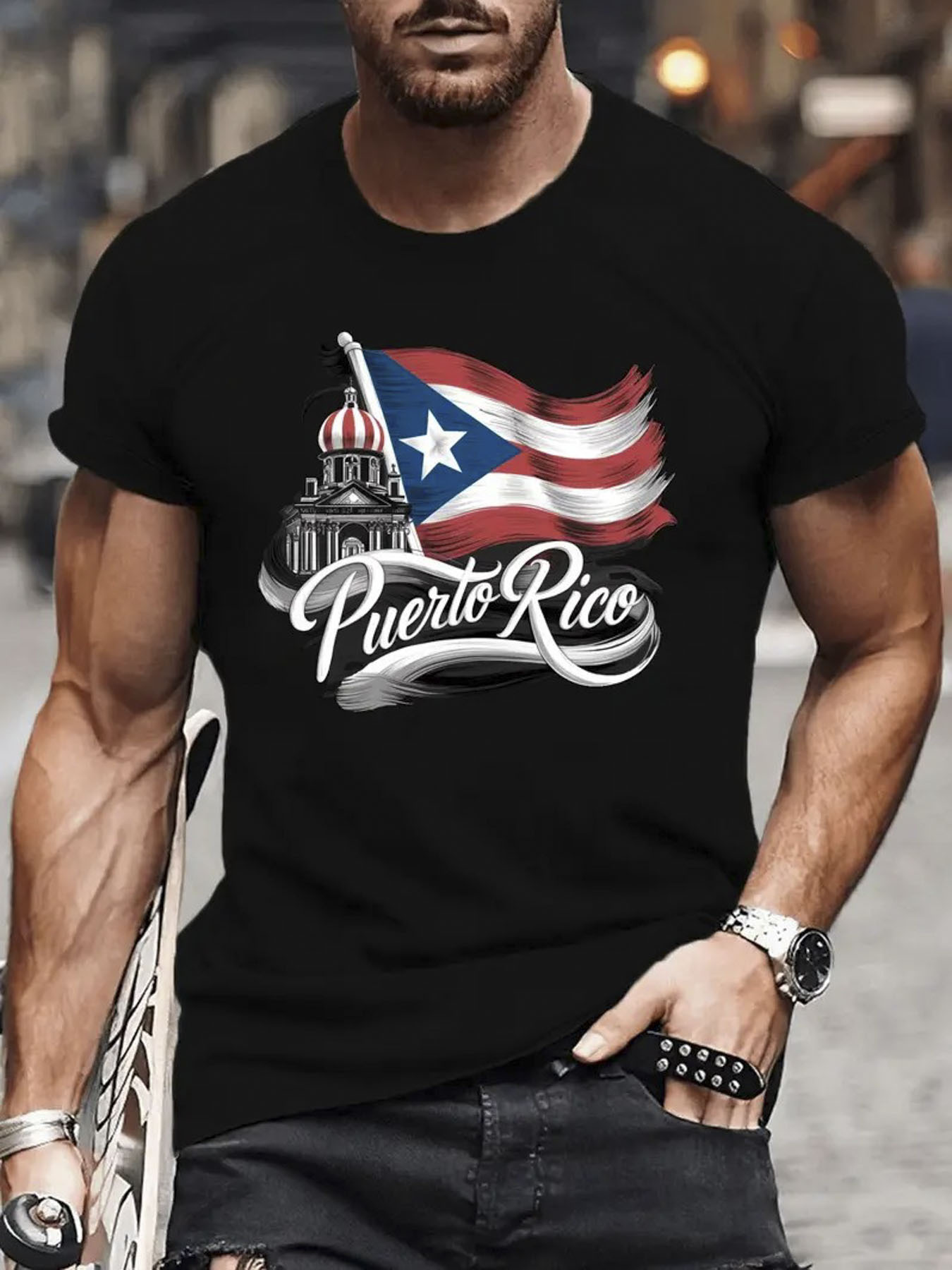  Pure Cotton Puerto Rico Flag  - Linen Shirt Breathable incelemesi ve fiyatı