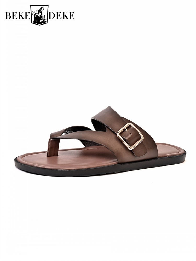 Outside Summer Mens Flat Shoes - Flip Flop Leather Men incelemesi ve fiyatı