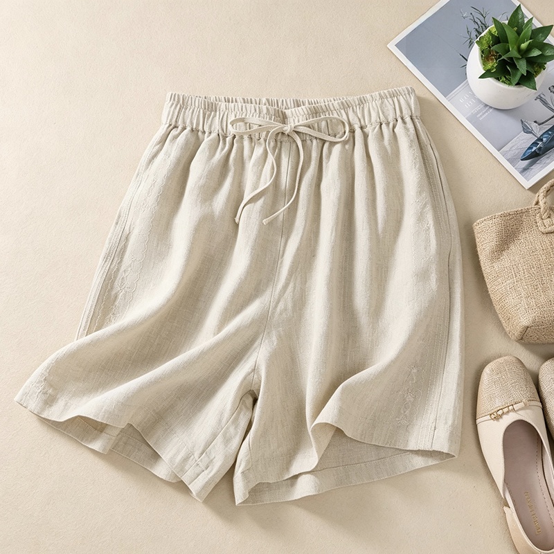 Slimming Effect Casual Pants H - Short Linen Drawstring incelemesi ve fiyatı