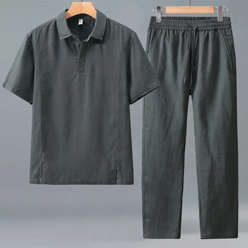 Men Plus Size Summer Linen Two - Short Linen Drawstring incelemesi ve fiyatı