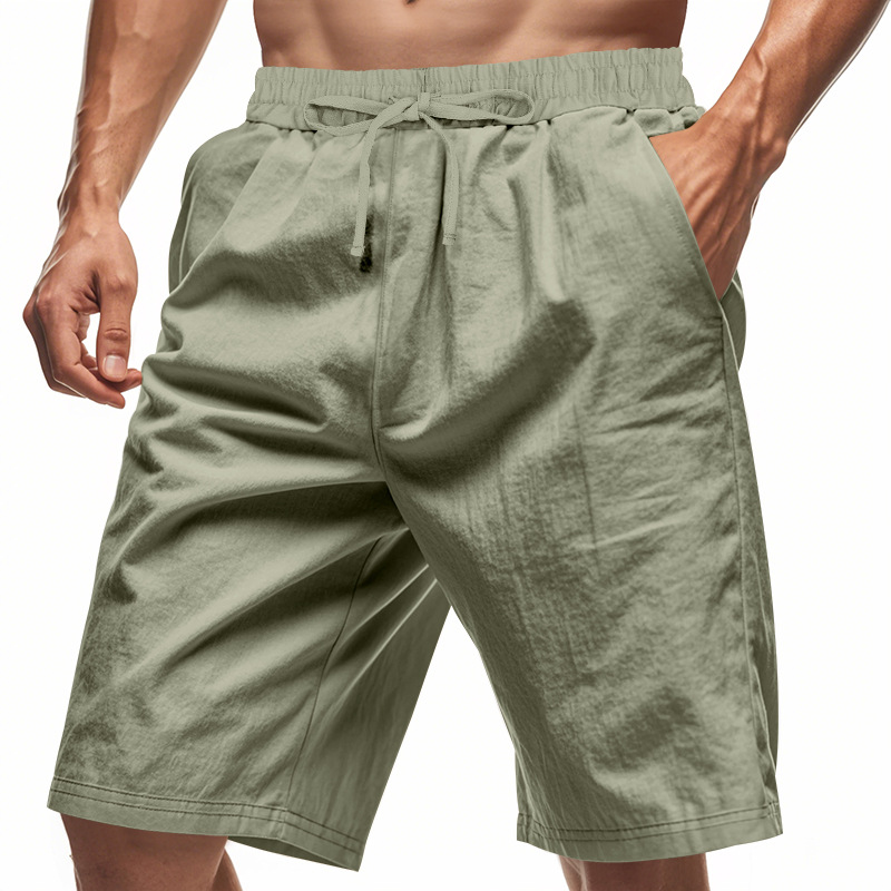 2026 New Men Cotton Linen Beac - Short Linen Drawstring incelemesi ve fiyatı