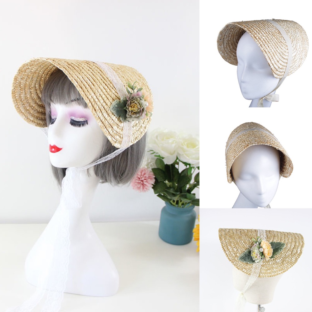 French Style Lolita Straw Hat  - Bucket Hat Straw incelemesi ve fiyatı
