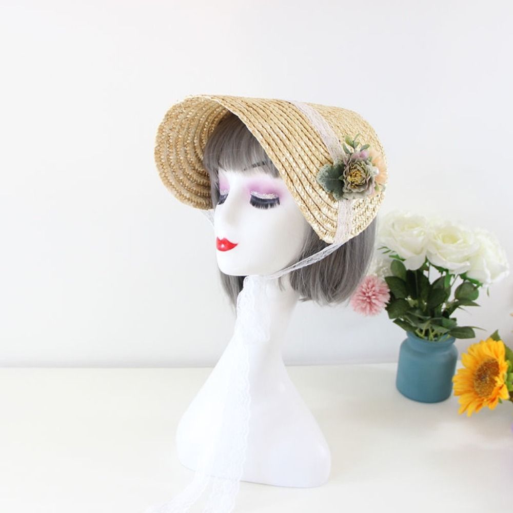 French Style Lolita Straw Hat  - Bucket Hat Straw incelemesi ve fiyatı