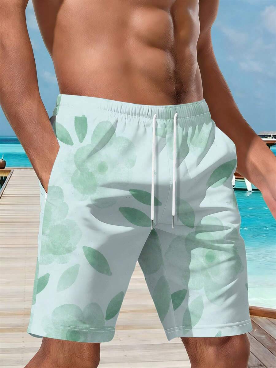 Mens Floral Print Beach Shorts - Swim Trunk Quick Dry incelemesi ve fiyatı