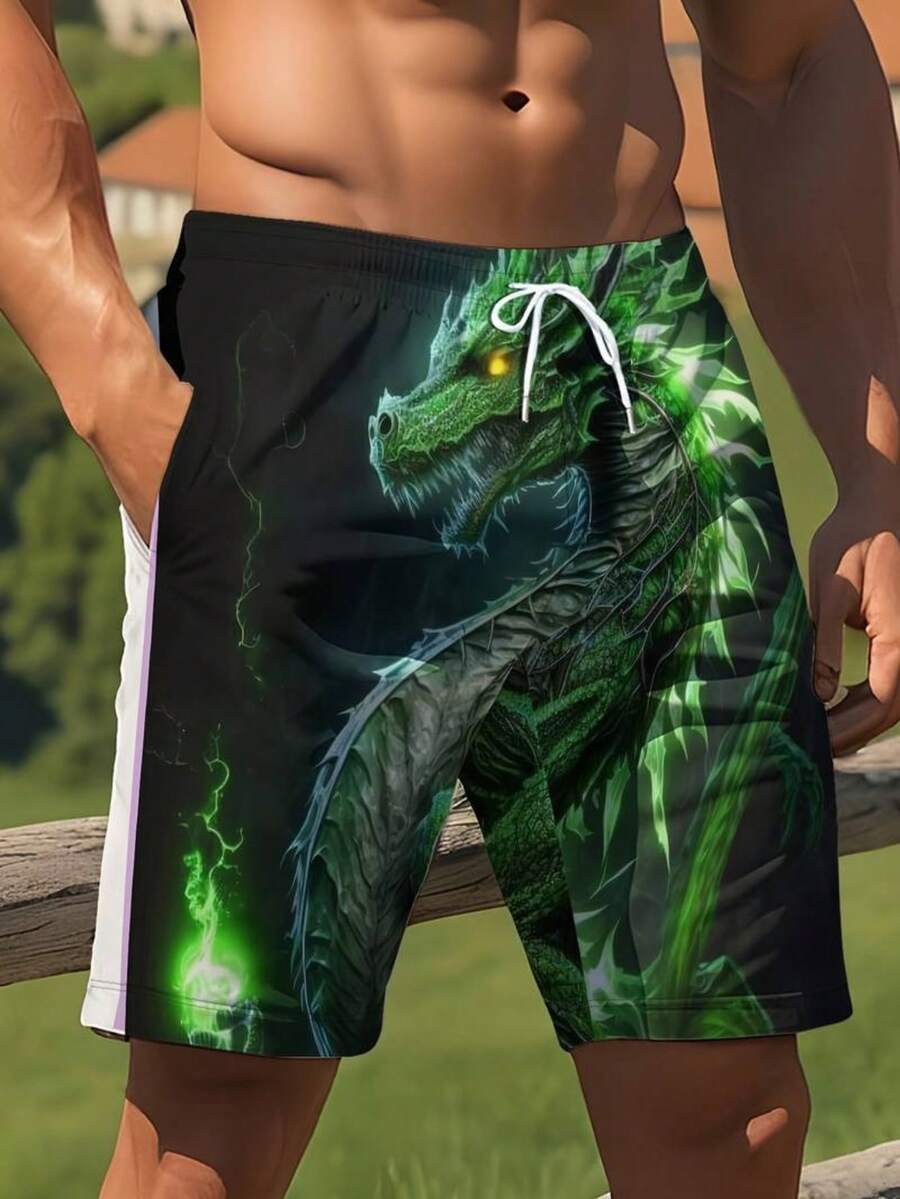 Mens Dragon Print Drawstring W - Swim Trunk Quick Dry incelemesi ve fiyatı