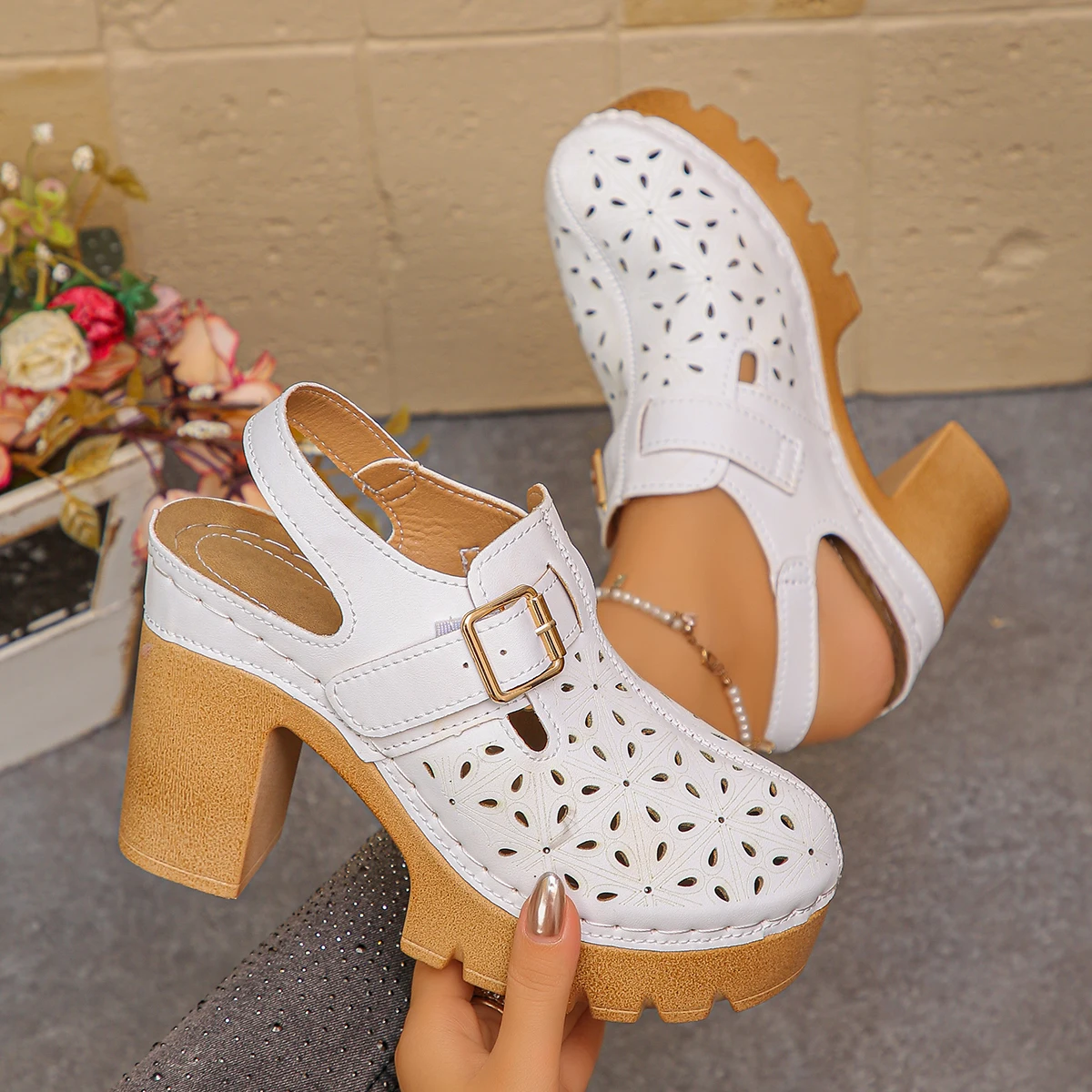 Large Size Women's Thick Heel  - Casual Sandal Leather incelemesi ve fiyatı