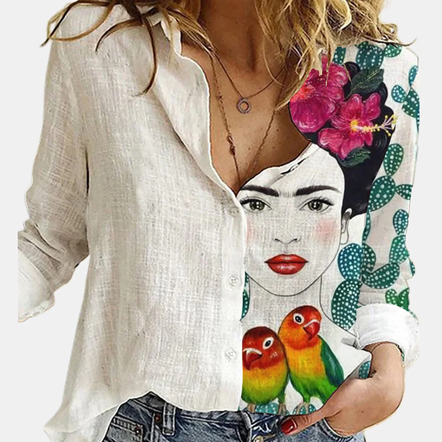 Women Spring And Autumn Long S - Shirt Camp Collar incelemesi ve fiyatı