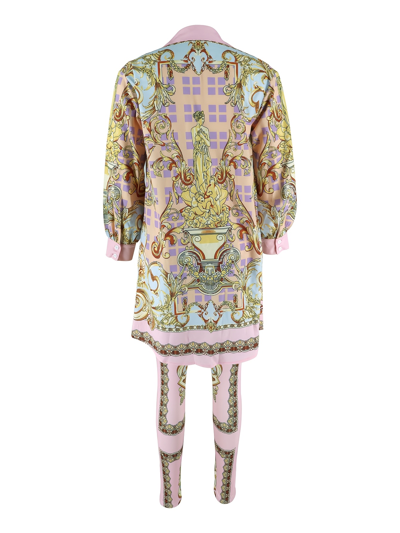 Women 2 Piece Set Ornate Print - Shirt Camp Collar incelemesi ve fiyatı