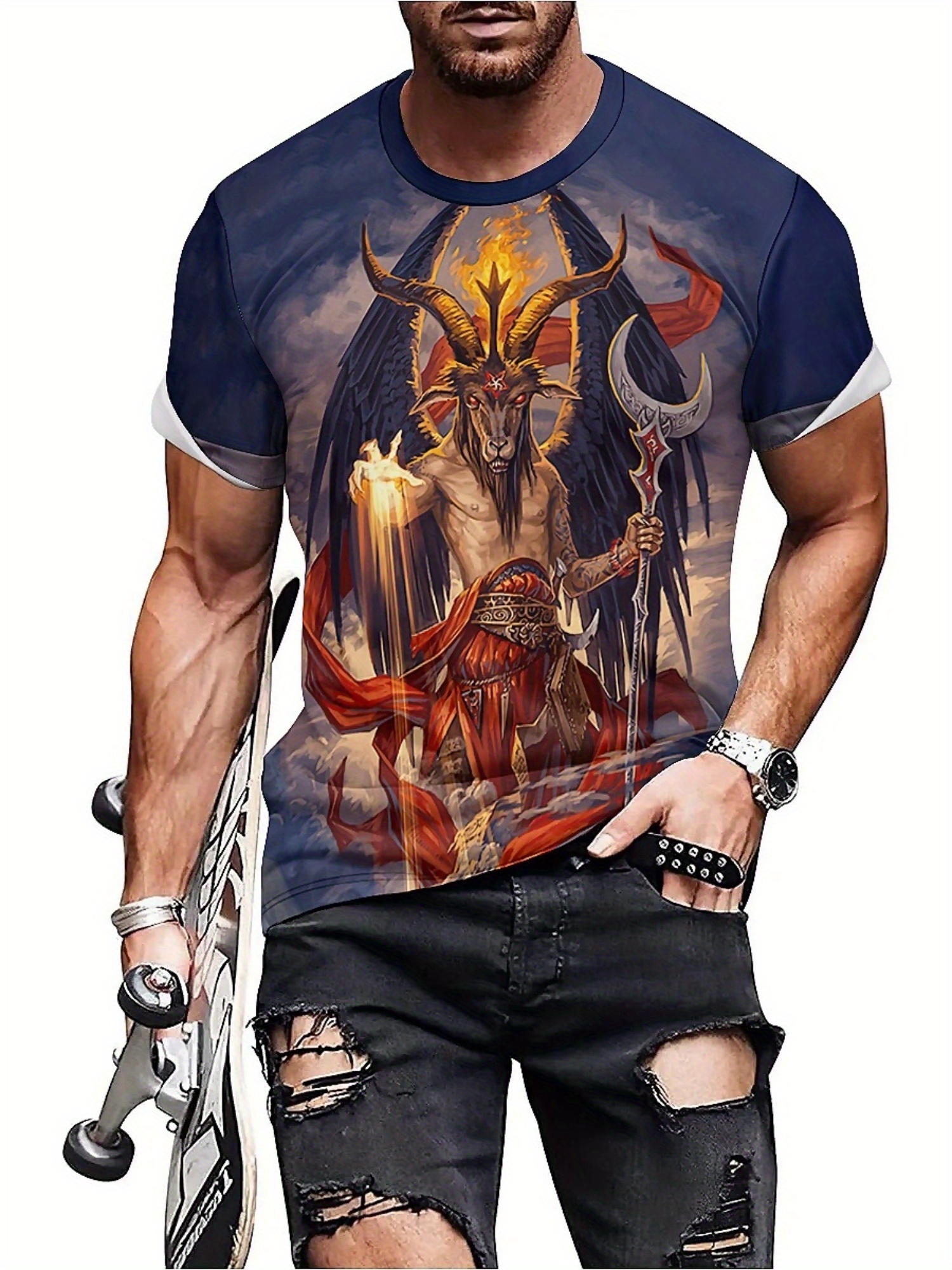 Men's 3D Demon Print T-Shirt | - Tee Graphic Print incelemesi ve fiyatı