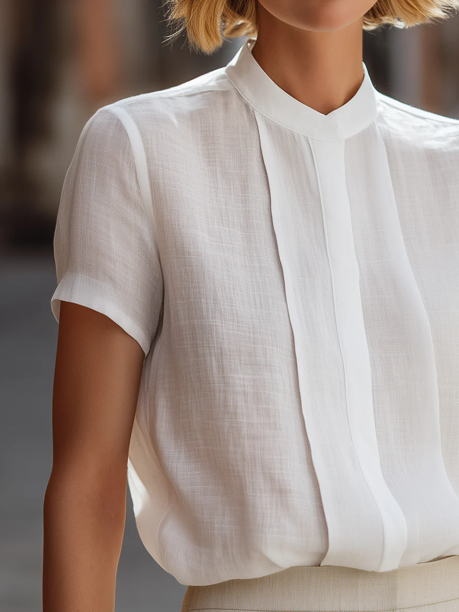 Women's Short Sleeve Pleated F - Shirt Camp Collar incelemesi ve fiyatı
